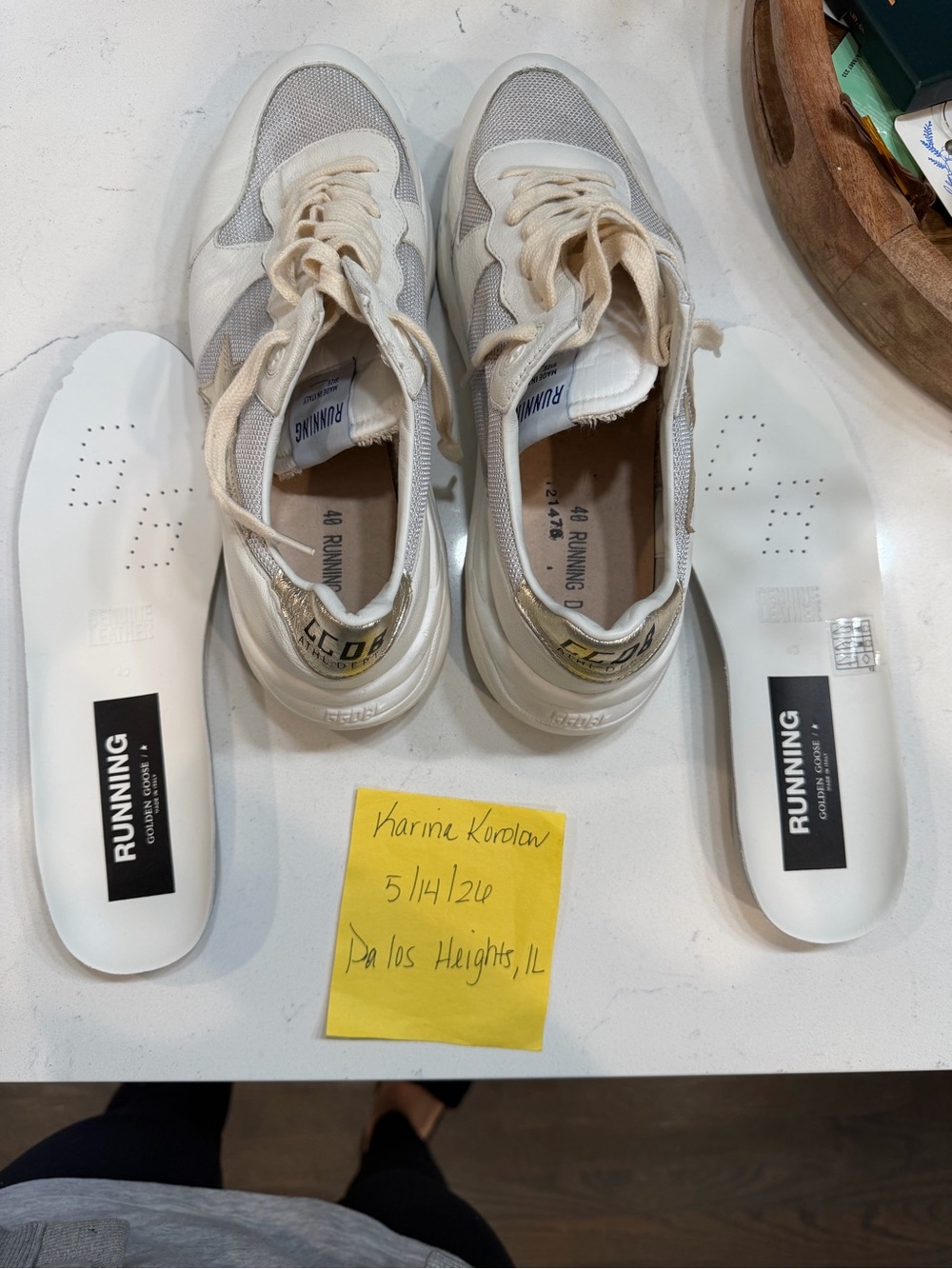 Golden Goose Running Sole Cream and White Mixed-Material Sneakers
